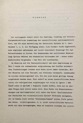 Geschichte Syriens im 2. Jahrtausend v.u.Z. Teil 1: Nordsyrien. Teil 2: Mittel- und Südsyrien. Teil 3: Historische Geographie und allgemeine Darstellung. (complete set)