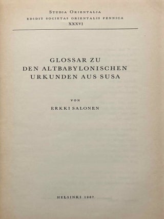 Glossar zu den altbabylonischen Urkunden aus Susa