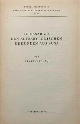 Glossar zu den altbabylonischen Urkunden aus Susa