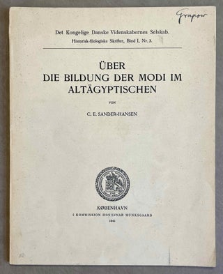Item #M1488a Über die Bildung der Modi im Altägyptischen. SANDER-HANSEN Constantin E