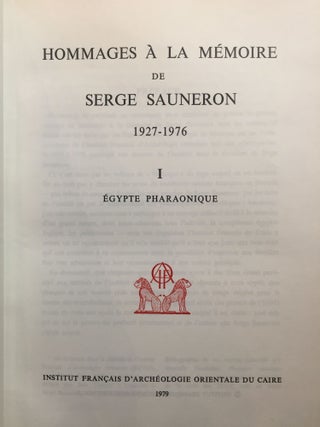 Hommages à la mémoire de Serge Sauneron. Tome I: Egypte pharaonique[newline]M1490-02.jpg