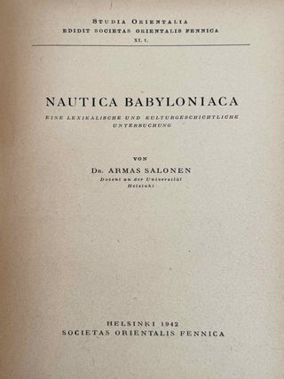 Nautica Babyloniaca. Eine lexikalische und kulturgeschichtliche Untersuchung.