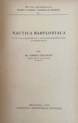 Nautica Babyloniaca. Eine lexikalische und kulturgeschichtliche Untersuchung.