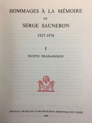Hommages à la mémoire de Serge Sauneron. Tome I: Egypte pharaonique. Tome II: Egypte post-pharaonique (complete set)[newline]M1490b-02.jpg