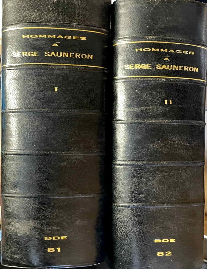 Item #M1490c Hommages &agrave; la m&eacute;moire de Serge Sauneron. Tome I: Egypte pharaonique. Tome II: Egypte post-pharaonique (complete set). SAUNERON Serge, in honorem.