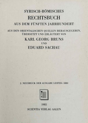 Syrisch-römisches Rechtsbuch aus dem fünften Jahrhundert