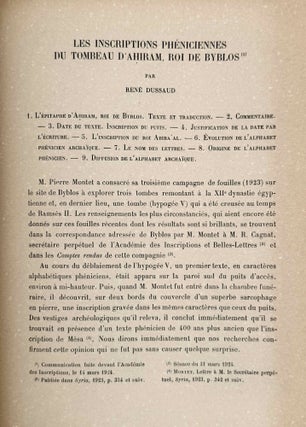 Les inscriptions phéniciennes du tombeau d'Ahiram, roi de Byblos