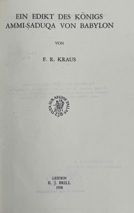 Ein Edikt des Königs Ammi-Saduqa von Babylon (XEROX)