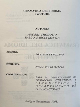 Gram&aacute;tica del idioma tz'utujil