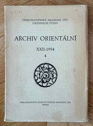Item #M15010 Archiv Orientalni 22/4 (1954). AAE - Journal - Single issue