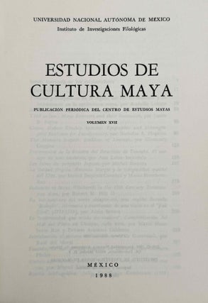 Estudios de cultura maya. Vol. XVII (1988).