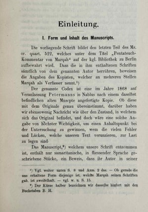 Des Samaritaners Marqah an die 22 Buchstaben, den Grundstock der hebräischen Sprache anknüpfende Abhandlung
