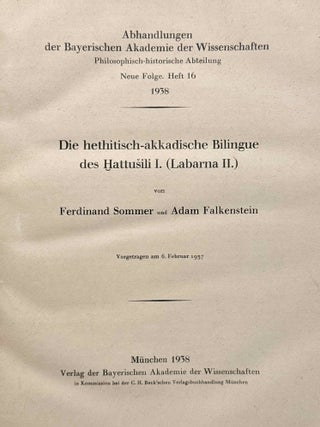 Die hethitisch-akkadische bilingue des Hattusili I. (Labarna II.)