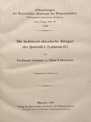 Die hethitisch-akkadische bilingue des Hattusili I. (Labarna II.)