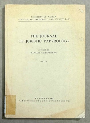 Item #M15052 The Journal of Juristic Papyrology. Vol. XIV (1962). AAE - Journal - Single issue