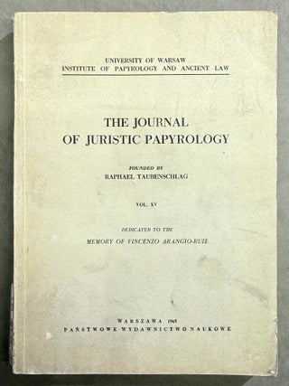Item #M15053 The Journal of Juristic Papyrology. Vol. XV (1965). AAE - Journal - Single issue