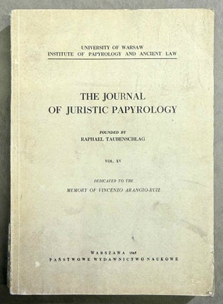 Item #M15053 The Journal of Juristic Papyrology. Vol. XV (1965). AAE - Journal - Single issue
