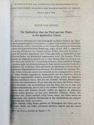 Mitteilungen des Instituts f&uuml;r Orientforschung, vol. 1 (1953) to 15 (1969). Set of 53 articles, which are all those related to EGYPT. Mostly in XEROX.