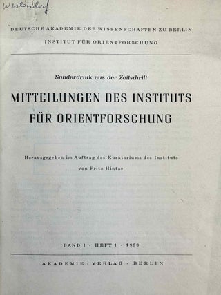 Mitteilungen des Instituts f&uuml;r Orientforschung, vol. 1 (1953) to 15 (1969). Set of 53 articles, which are all those related to EGYPT. Mostly in XEROX.