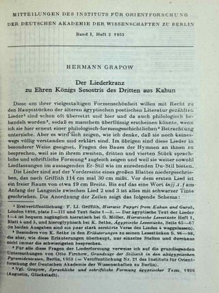 Mitteilungen des Instituts f&uuml;r Orientforschung, vol. 1 (1953) to 15 (1969). Set of 53 articles, which are all those related to EGYPT. Mostly in XEROX.