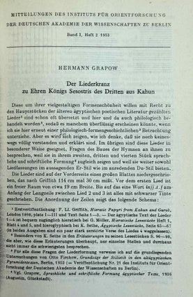 Mitteilungen des Instituts für Orientforschung, vol. 1 (1953) to 15 (1969). Set of 53 articles, which are all those related to EGYPT. Mostly in XEROX.