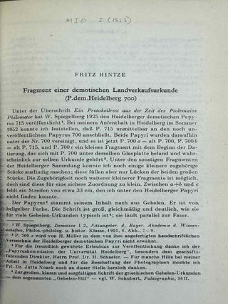 Mitteilungen des Instituts f&uuml;r Orientforschung, vol. 1 (1953) to 15 (1969). Set of 53 articles, which are all those related to EGYPT. Mostly in XEROX.