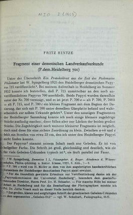 Mitteilungen des Instituts für Orientforschung, vol. 1 (1953) to 15 (1969). Set of 53 articles, which are all those related to EGYPT. Mostly in XEROX.