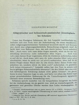 Mitteilungen des Instituts f&uuml;r Orientforschung, vol. 1 (1953) to 15 (1969). Set of 53 articles, which are all those related to EGYPT. Mostly in XEROX.