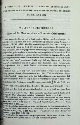 Mitteilungen des Instituts für Orientforschung, vol. 1 (1953) to 15 (1969). Set of 53 articles, which are all those related to EGYPT. Mostly in XEROX.