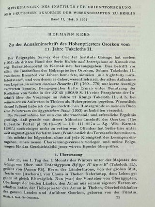 Mitteilungen des Instituts f&uuml;r Orientforschung, vol. 1 (1953) to 15 (1969). Set of 53 articles, which are all those related to EGYPT. Mostly in XEROX.
