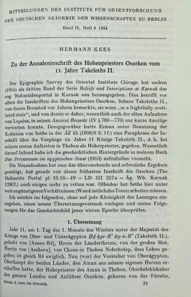 Mitteilungen des Instituts für Orientforschung, vol. 1 (1953) to 15 (1969). Set of 53 articles, which are all those related to EGYPT. Mostly in XEROX.