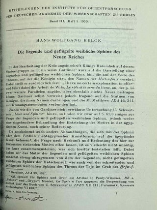 Mitteilungen des Instituts f&uuml;r Orientforschung, vol. 1 (1953) to 15 (1969). Set of 53 articles, which are all those related to EGYPT. Mostly in XEROX.