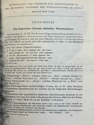 Mitteilungen des Instituts f&uuml;r Orientforschung, vol. 1 (1953) to 15 (1969). Set of 53 articles, which are all those related to EGYPT. Mostly in XEROX.