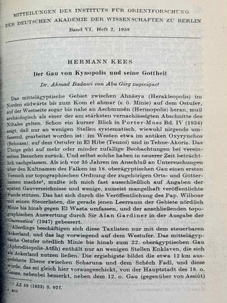 Mitteilungen des Instituts f&uuml;r Orientforschung, vol. 1 (1953) to 15 (1969). Set of 53 articles, which are all those related to EGYPT. Mostly in XEROX.