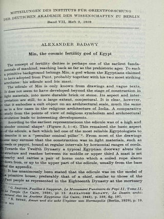 Mitteilungen des Instituts f&uuml;r Orientforschung, vol. 1 (1953) to 15 (1969). Set of 53 articles, which are all those related to EGYPT. Mostly in XEROX.