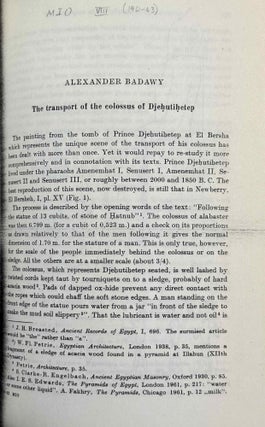 Mitteilungen des Instituts für Orientforschung, vol. 1 (1953) to 15 (1969). Set of 53 articles, which are all those related to EGYPT. Mostly in XEROX.