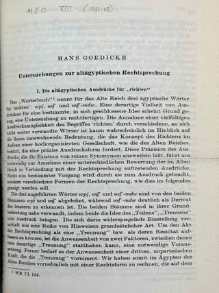 Mitteilungen des Instituts f&uuml;r Orientforschung, vol. 1 (1953) to 15 (1969). Set of 53 articles, which are all those related to EGYPT. Mostly in XEROX.