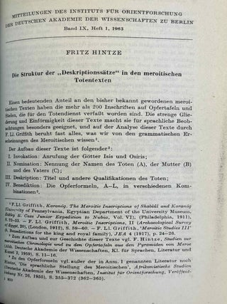 Mitteilungen des Instituts f&uuml;r Orientforschung, vol. 1 (1953) to 15 (1969). Set of 53 articles, which are all those related to EGYPT. Mostly in XEROX.