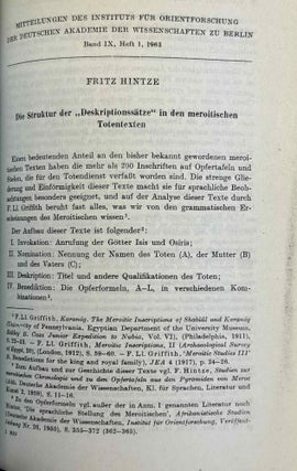 Mitteilungen des Instituts für Orientforschung, vol. 1 (1953) to 15 (1969). Set of 53 articles, which are all those related to EGYPT. Mostly in XEROX.