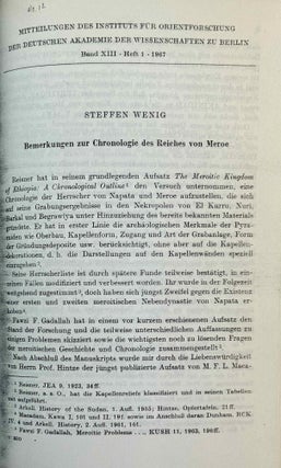 Mitteilungen des Instituts für Orientforschung, vol. 1 (1953) to 15 (1969). Set of 53 articles, which are all those related to EGYPT. Mostly in XEROX.