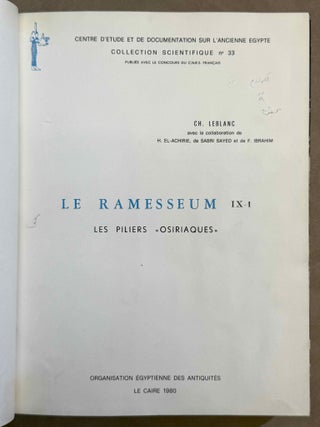 Le Ramesseum. Les piliers "Osiriaques". Tomes IX-1 & IX-2 (complete set)