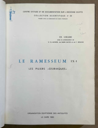 Le Ramesseum. Les piliers "Osiriaques". Tomes IX-1 & IX-2 (complete set)