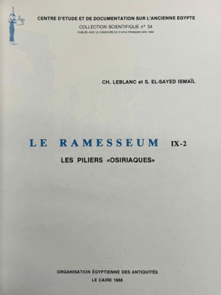 Le Ramesseum. Les piliers "Osiriaques". Tomes IX-1 & IX-2 (complete set)
