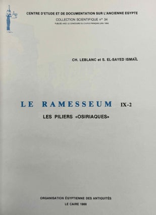Le Ramesseum. Les piliers "Osiriaques". Tomes IX-1 & IX-2 (complete set)