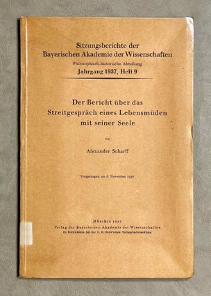Item #M1513 Der Bericht über das Streitgespräch eines Lebensmüden mit seiner Seele. SCHARFF...