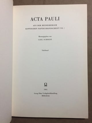 Acta Pauli aus der Heidelberger Koptischen Papyrushandschrift Nr. 1. Band I: Übersetzung, Untersuchungen und koptischer Text. Band II: Tafelband (complete set)[newline]M1526a-09.jpg