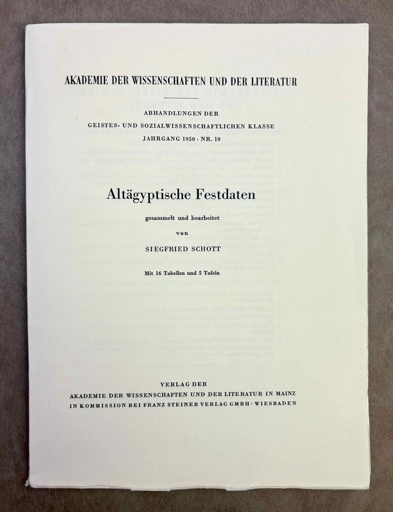 Item #M1529e Alt&auml;gyptische Festdaten. SCHOTT Siegfried.