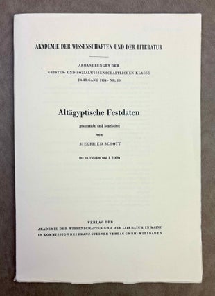 Item #M1529e Altägyptische Festdaten. SCHOTT Siegfried