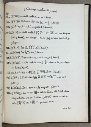 Die altägyptischen Pyramidentexte. JAMES HENRY BREASTED'S COPY. Nach den Papierabdrücken und Photographien des Berliner Museums. Neu herausgegeben und erläutert. Band I (Spruch 1-468). Band II (Spruch 469-714). Band III: Kritischer Apparat. Beschreibung der Inschriften. Konkordanz der Texte. Band IV: Epigraphic (Spruch 213-229) (complete set).