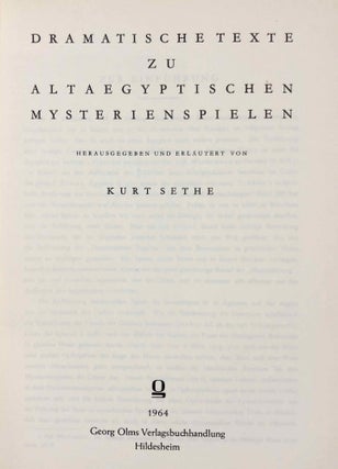 Dramatische Texte zu altägyptischen Mysterienspielen. Band I & II (complete set)[newline]M1565d-02.jpg
